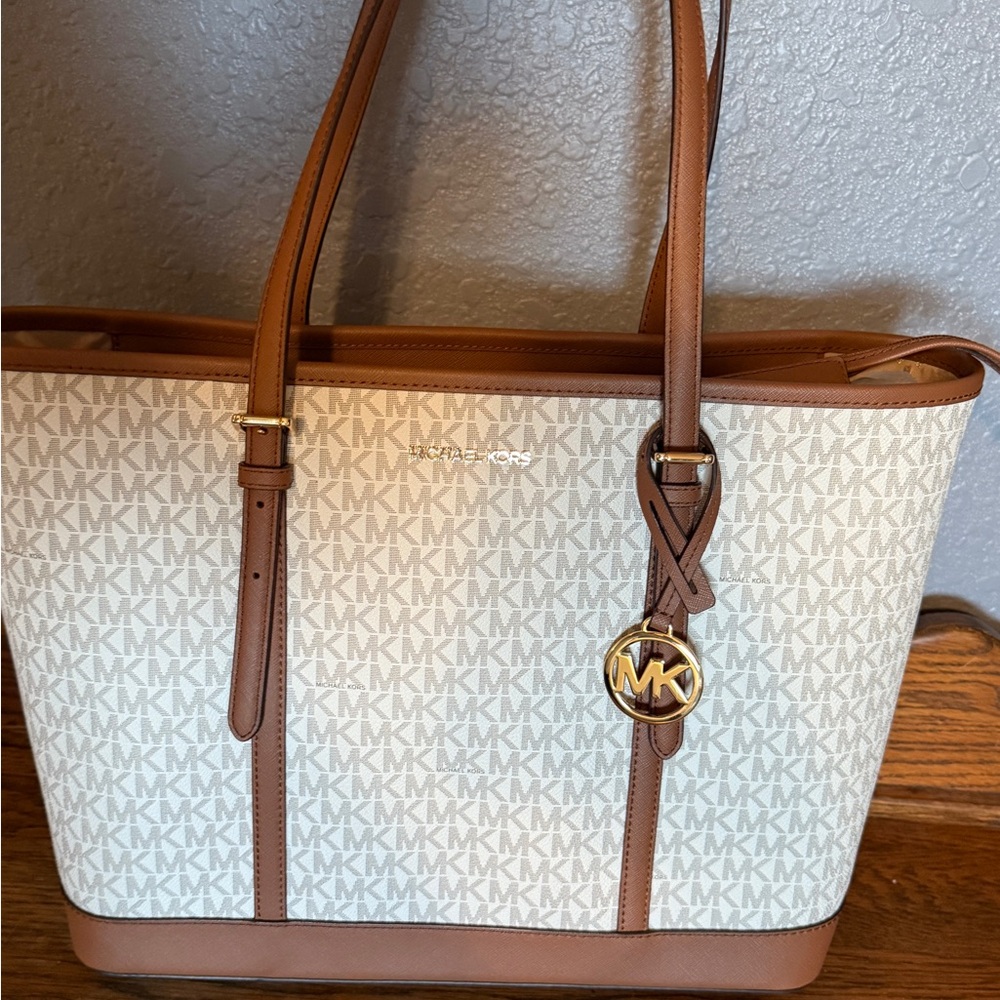 Michael Kors Brown and Cream Tote Bag